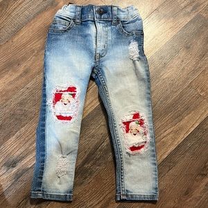 2T Skinny Distressed Santa Patch Jeans